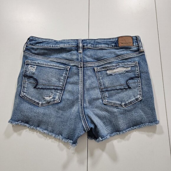 American Eagle Shorts Women 12 Blue Distressed Lace Cotton Stretch Beach Boho - Picture 16 of 16